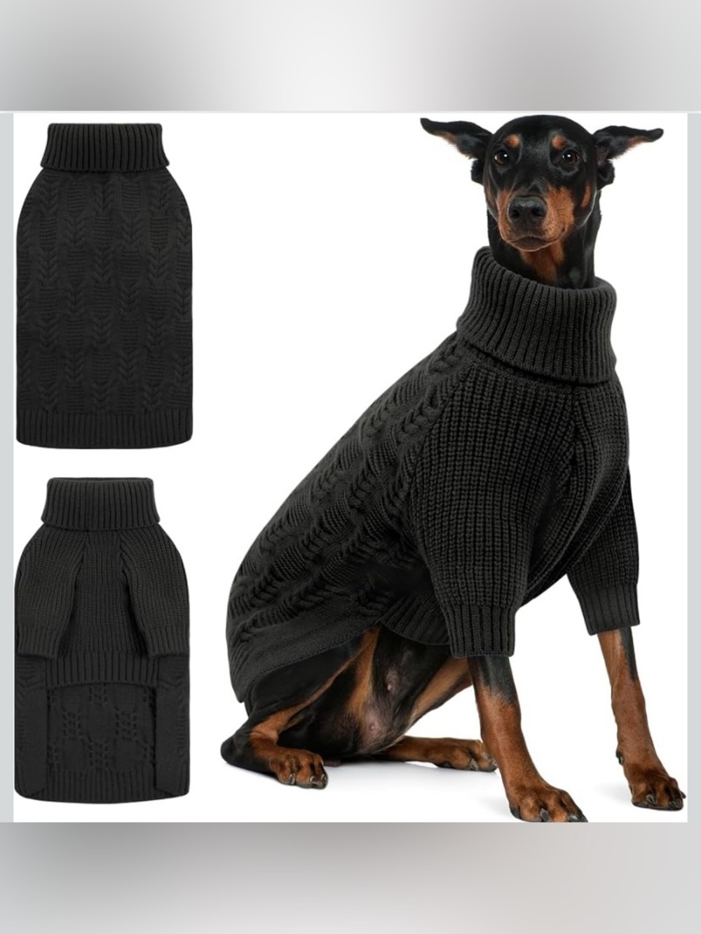NWT Asenku Turtleneck Cable Knit Dog Sweater 2X K1